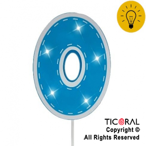 ADORNO PINCHE PARA TORTA LUMINOSO 3D NUMERO 0 CELESTE x 1